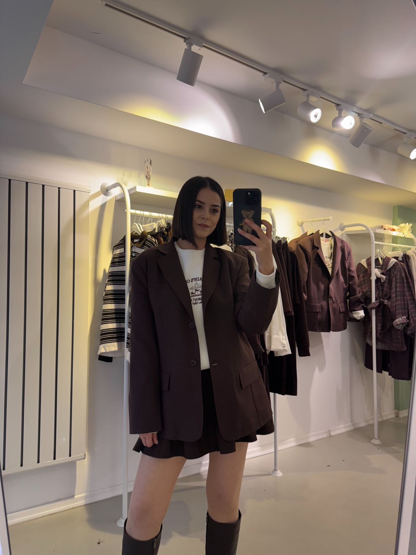 Blazer Poliviskon Ceket Kahverengi