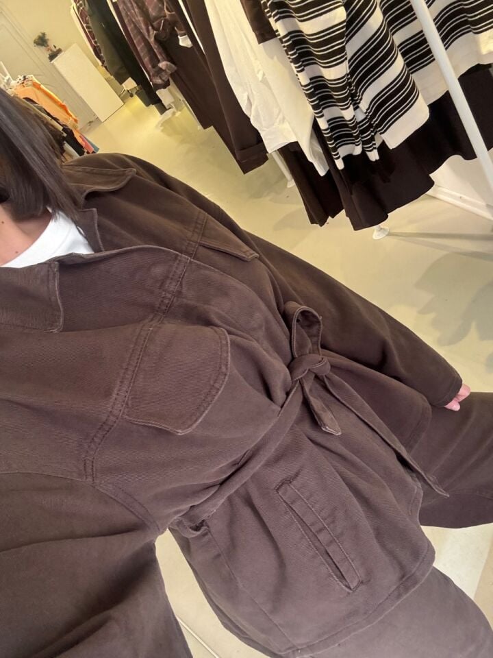 Kuşaklı Denim Takım Kahve