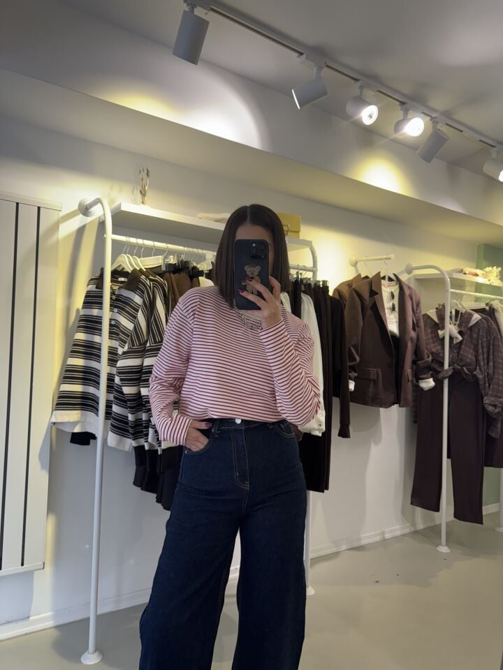 Massi Çizgili Triko Kırmızı Beyaz