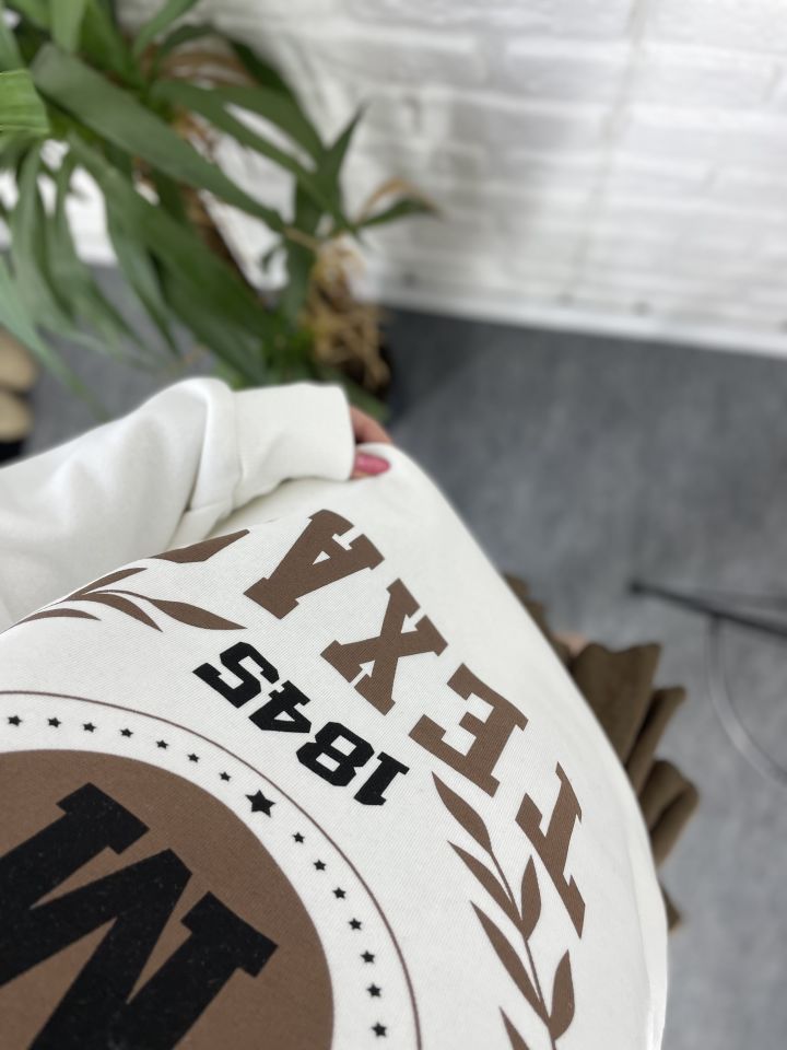 Kahverengi Baskılı Sweatshirt