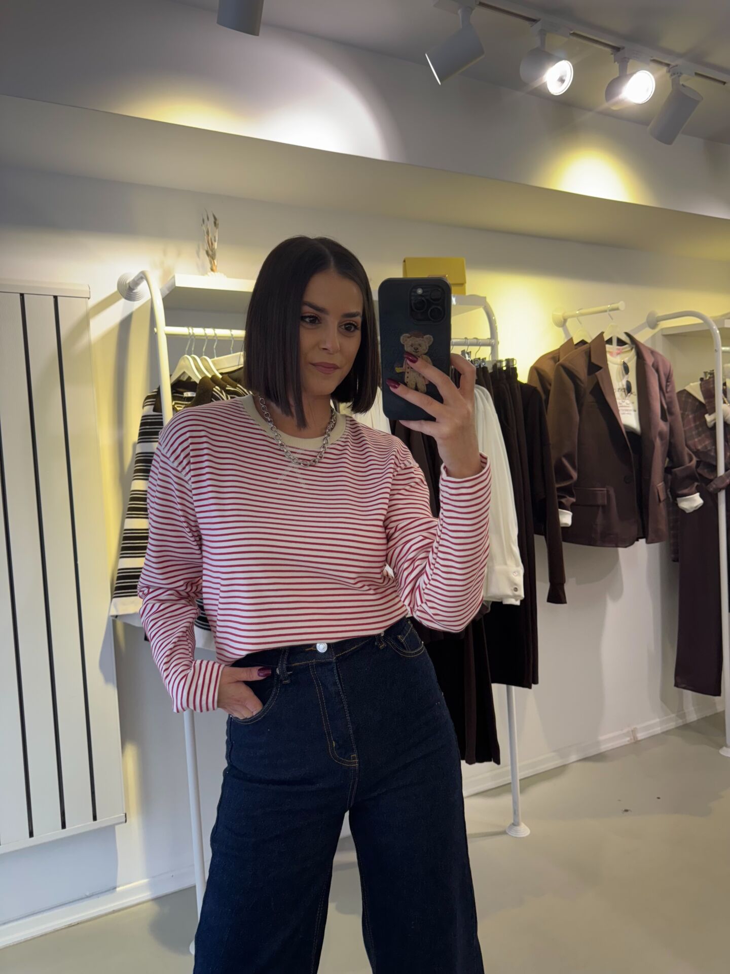 Massi Çizgili Triko Kırmızı Beyaz