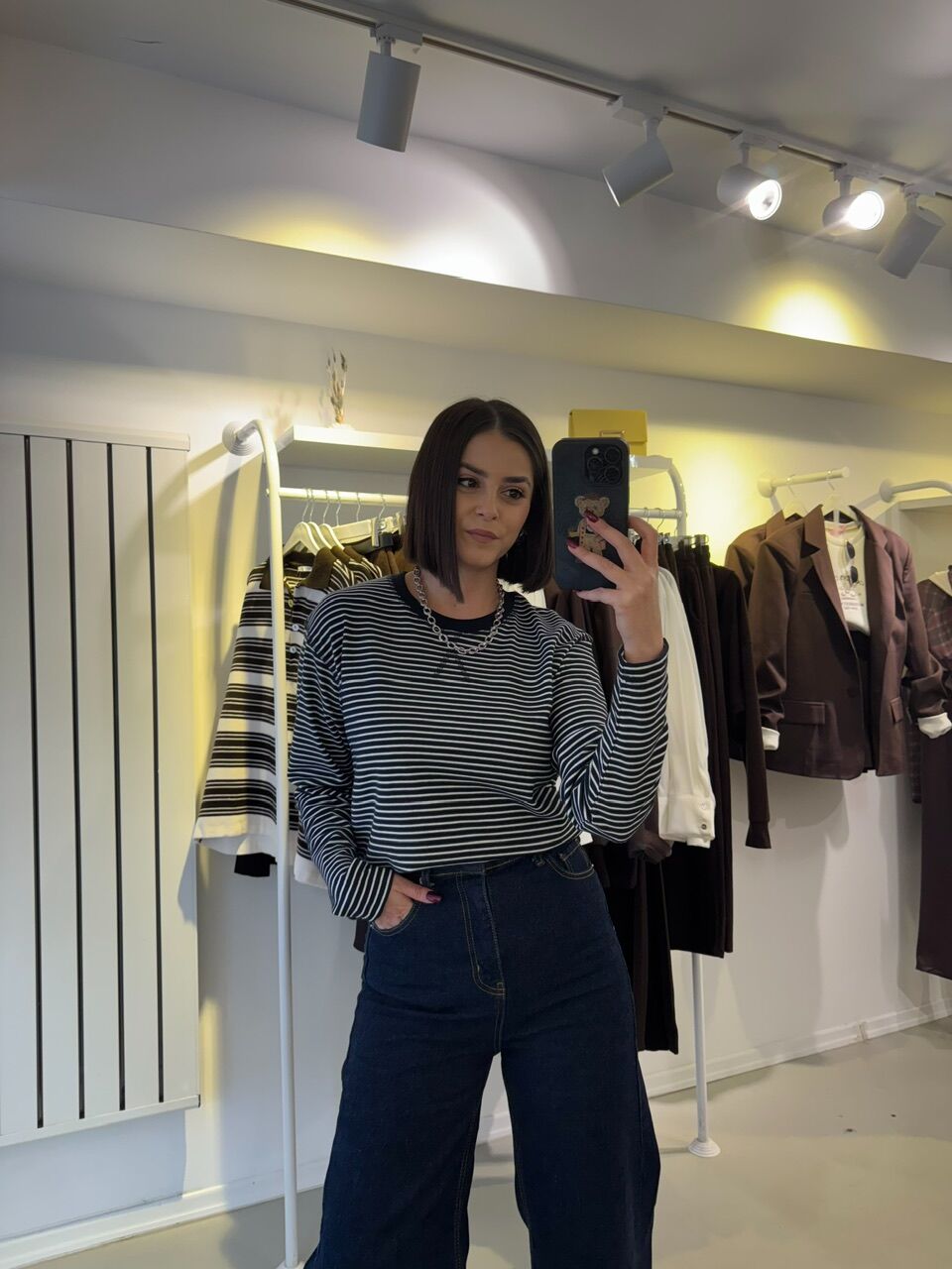 Massi Çizgili Triko Lacivert Beyaz