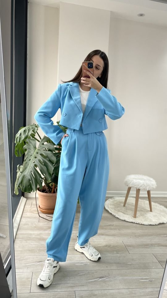 Premium Kalite Ceket Pantolon Takım Mavi