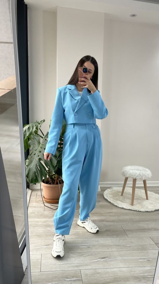 Premium Kalite Ceket Pantolon Takım Mavi