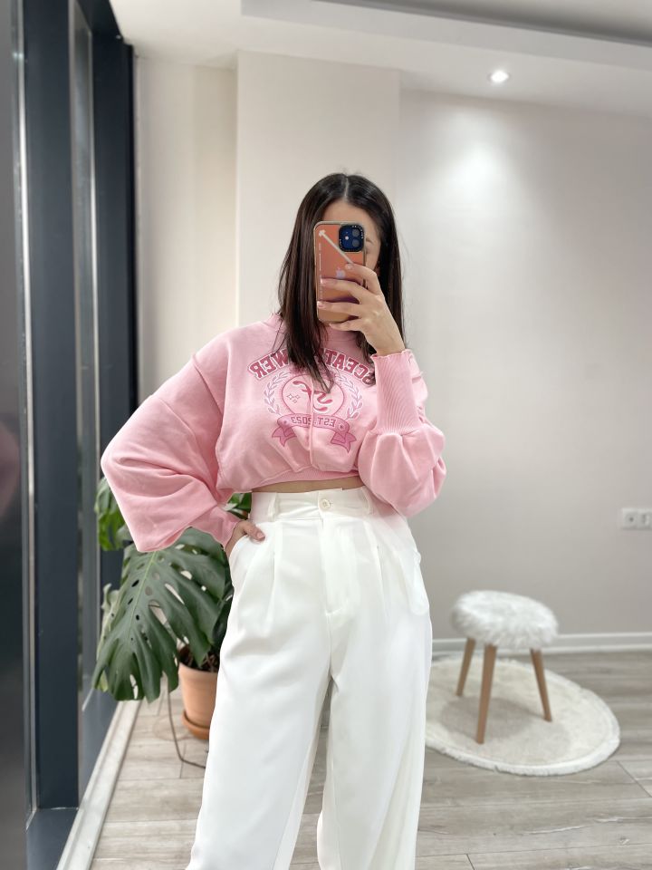Tasarım Sweatshirt Pembe