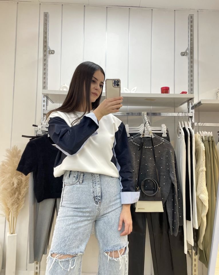Kolları Paraşüt Detay Tasarım Sweatshirt