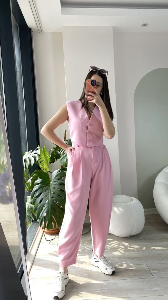 Pembe Çizgili Yelek