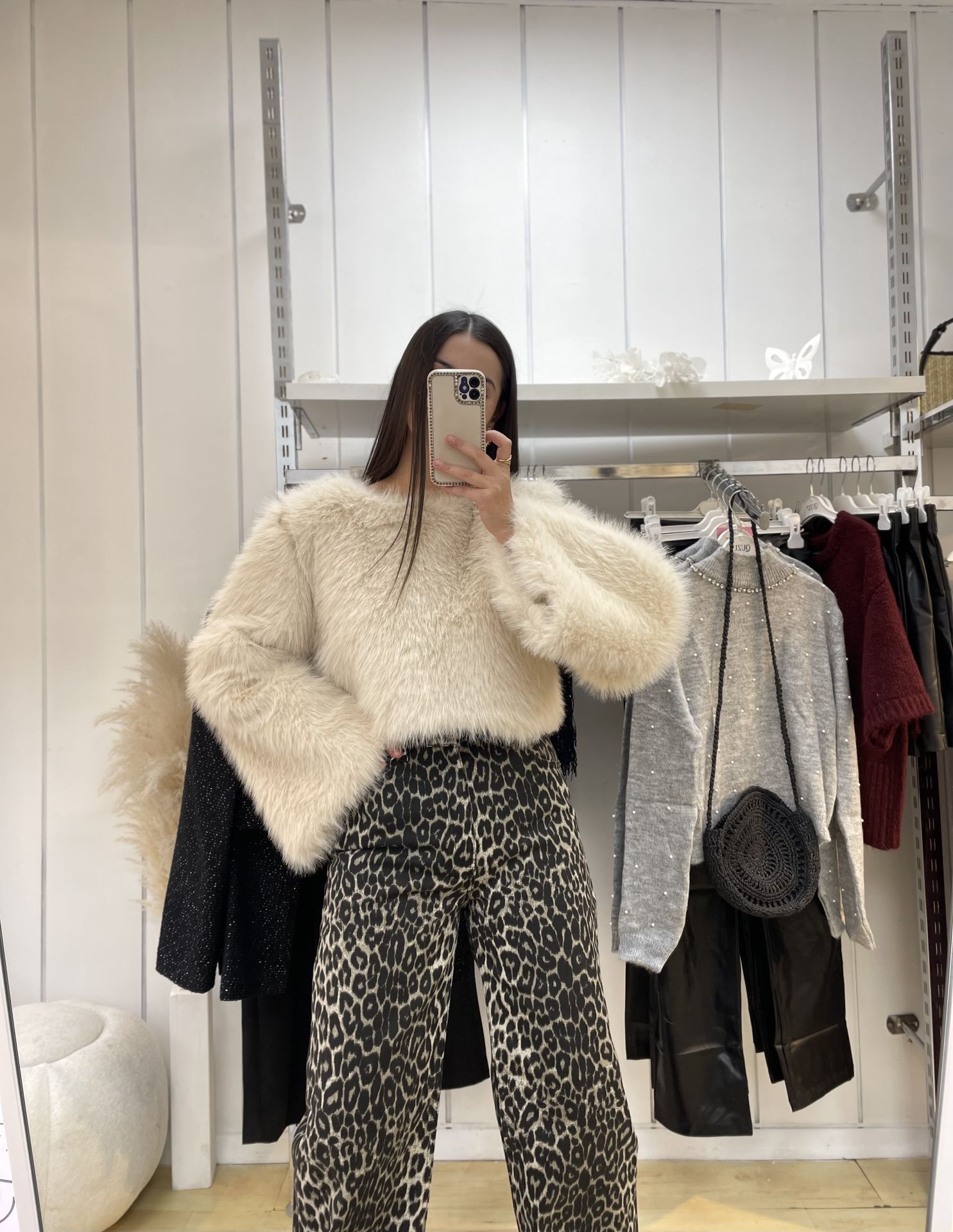 Kahve Krem Leopar Desen Marka Model Straight Fit Jean