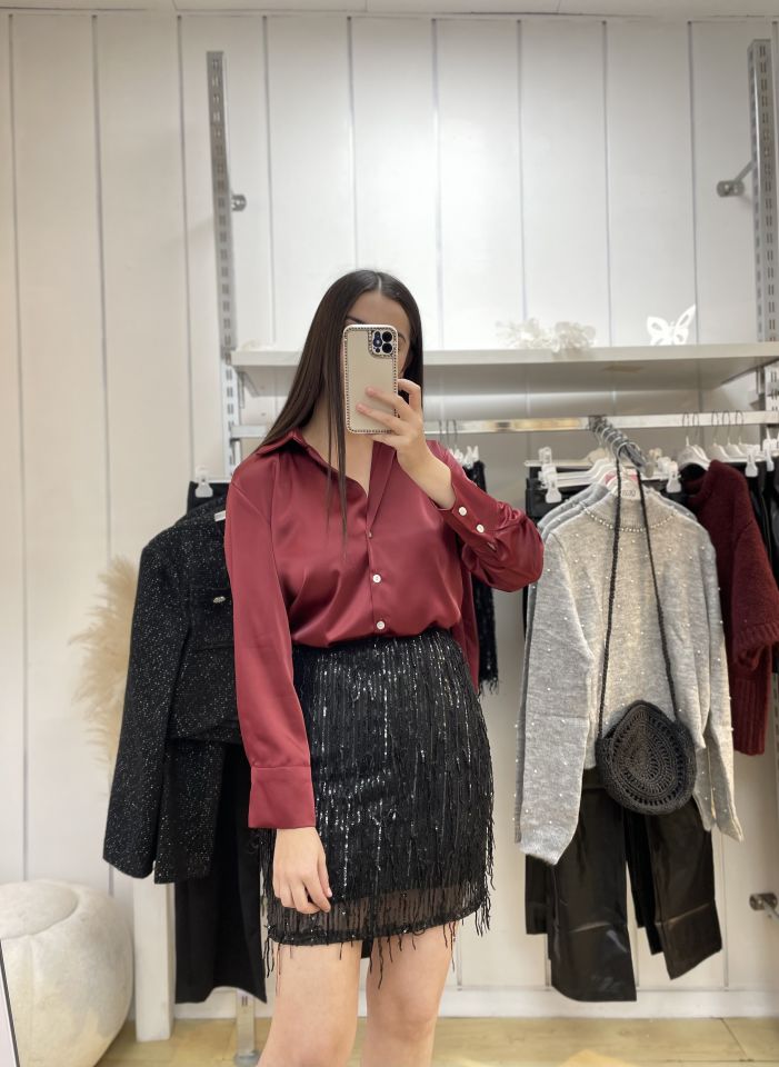Saten Gömlek Bordo