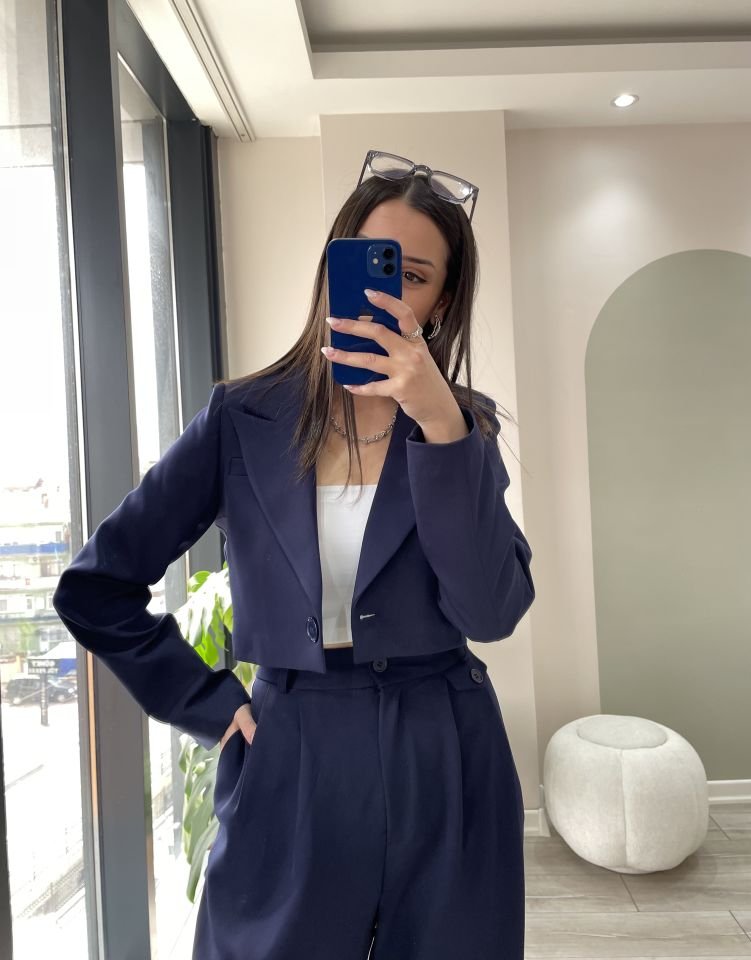 Crop Ceket Lacivert