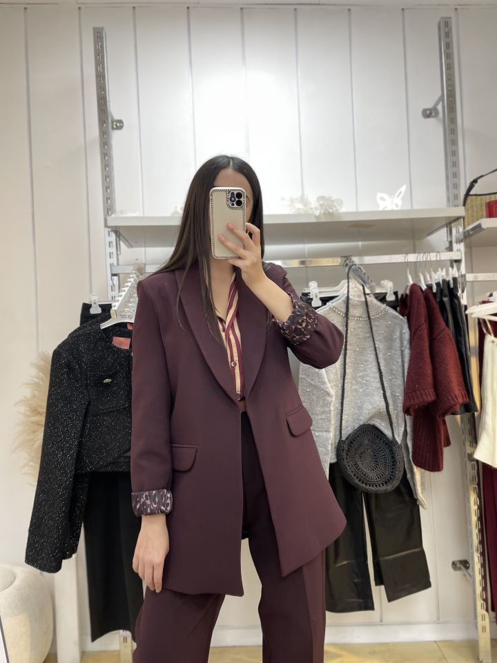 Premium Şal Yaka Ceket Mürdüm