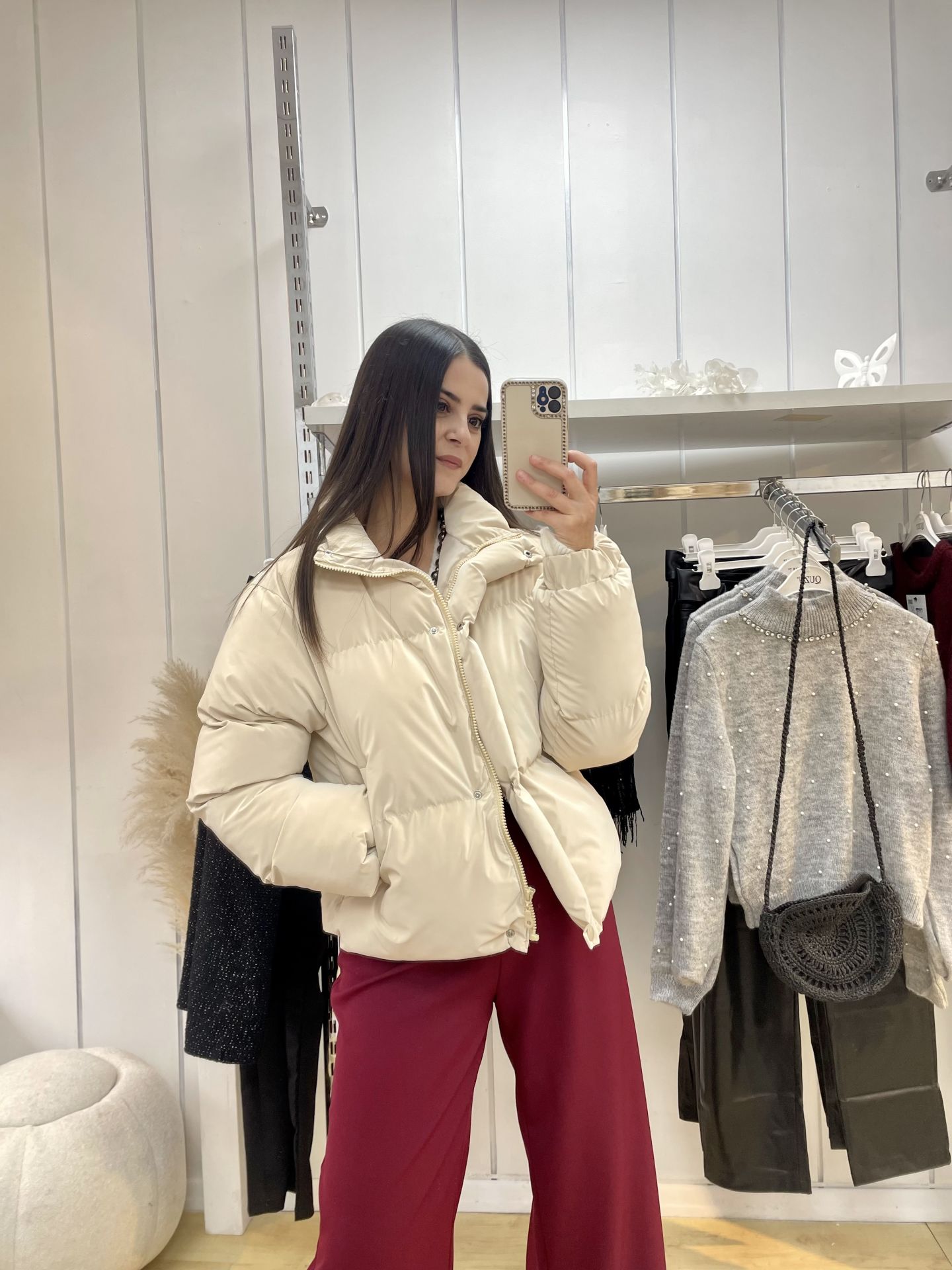 Şişme Mont Ekru