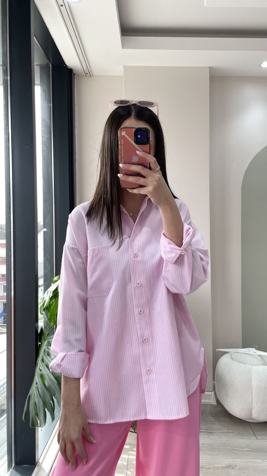 Çizgili Gömlek Pembe