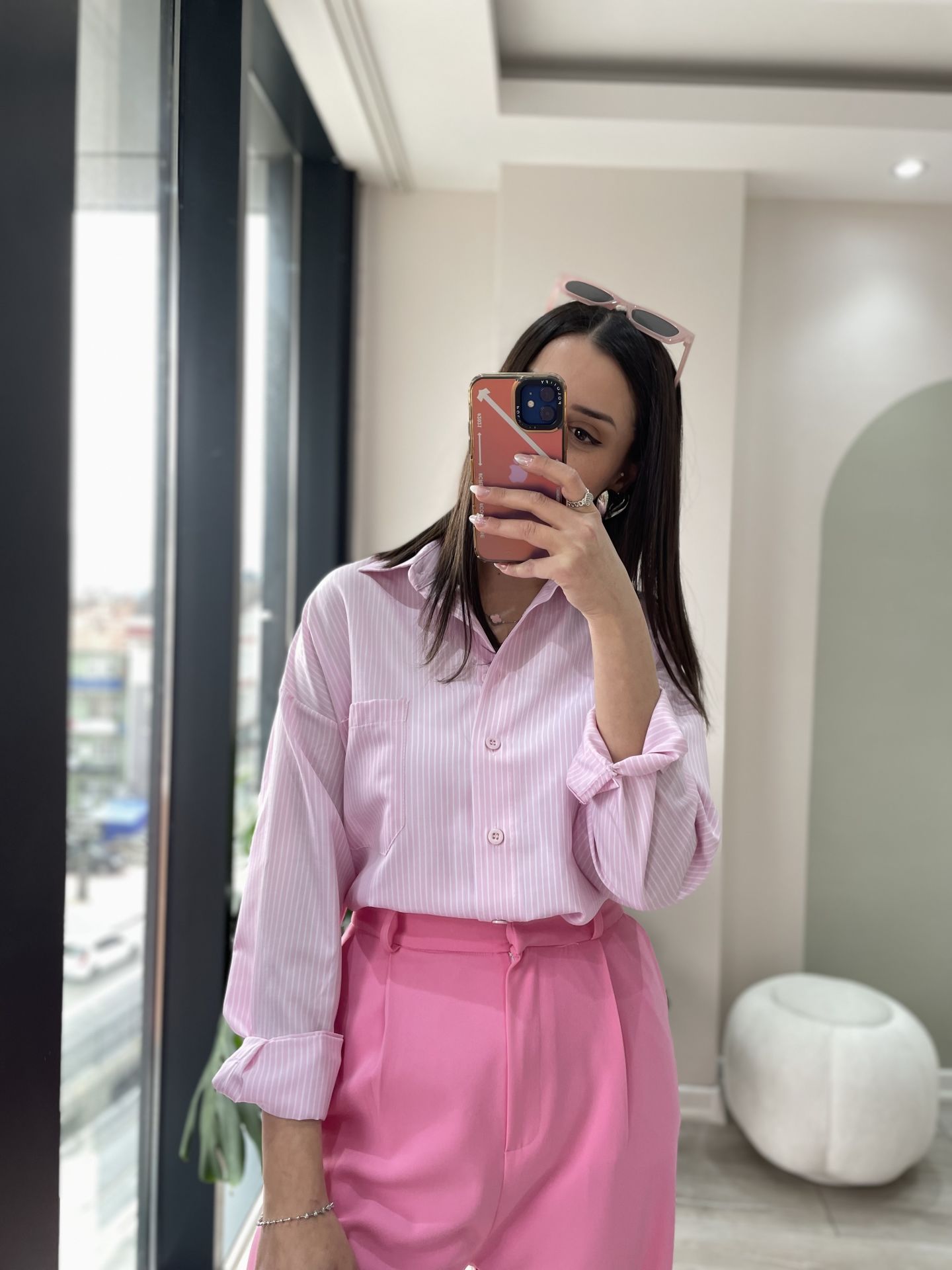 Çizgili Gömlek Pembe