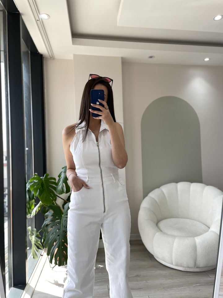 Dilvin Arkası Açık Yakalı Jean Tulum
