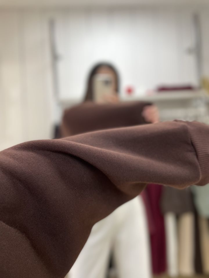 Nakışlı Sweatshirt Acı Kahve