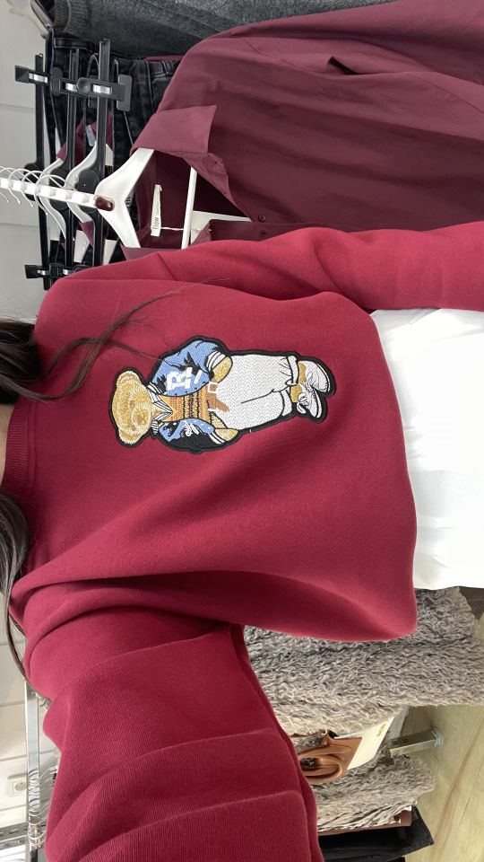 Nakışlı Sweatshirt Bordo