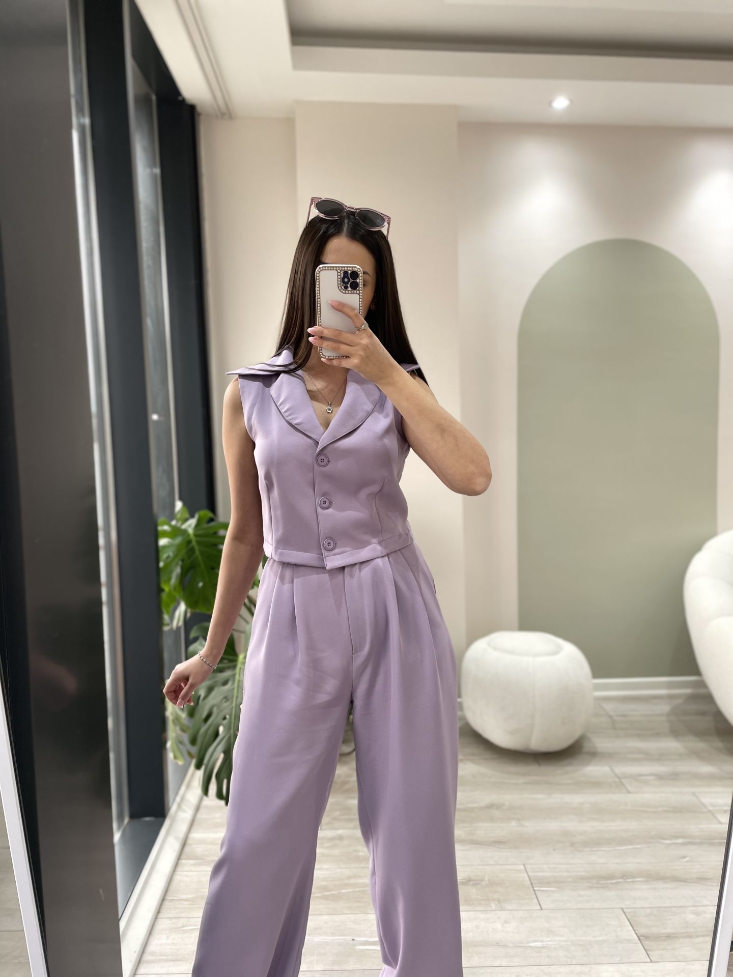 Yelek Pantolon Takım Lila