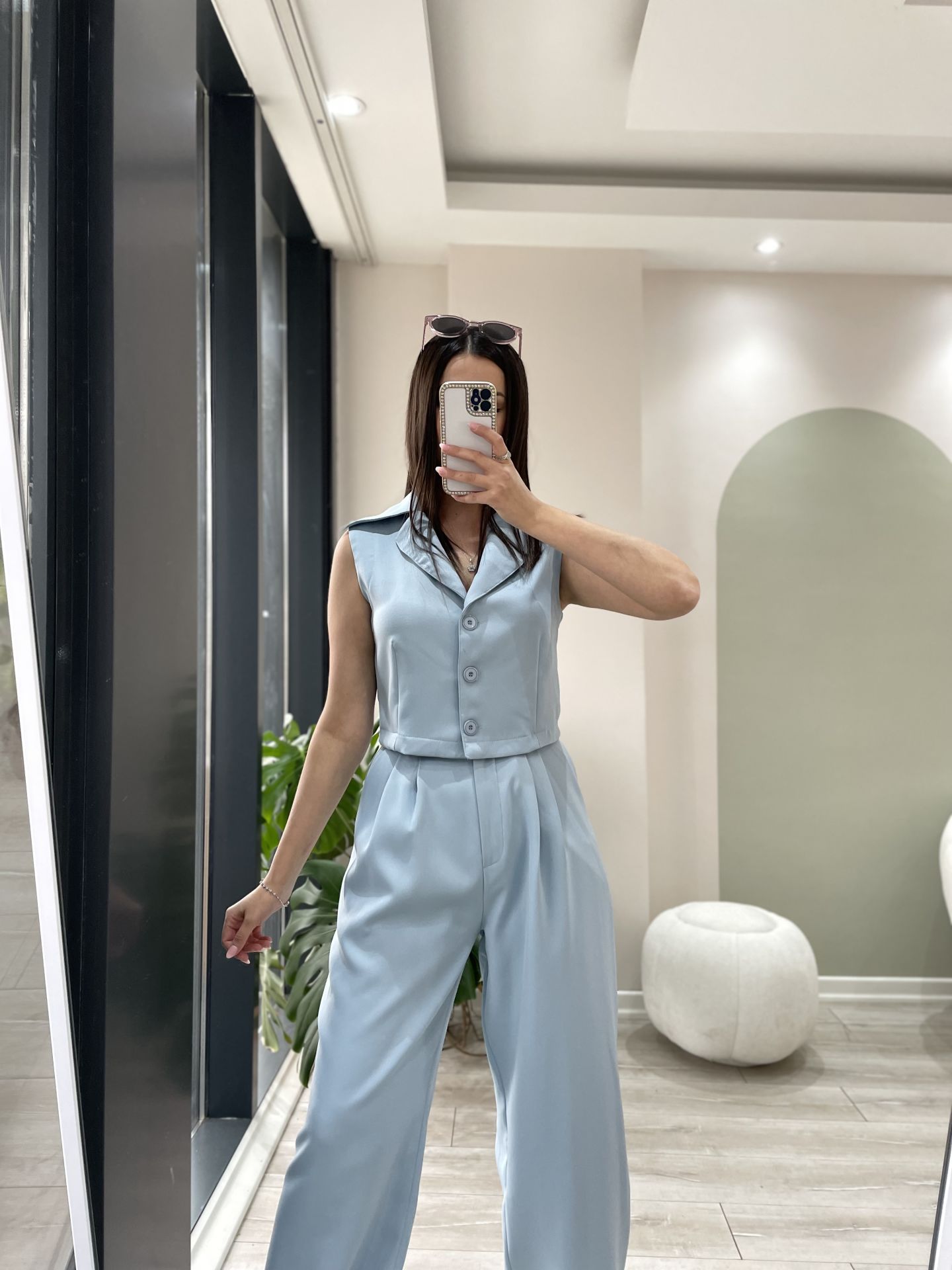 Yelek Pantolon Takım Buz Mavisi