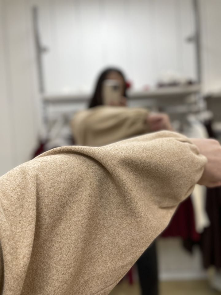 Quzu Fermuarlı Kaşe Bomber Ceket Camel