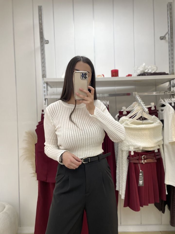 Transparan Bluz Beyaz