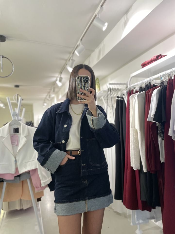Katlamalı Denim Ceket